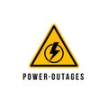 Power outage vector blackout failure electric warning logo symbol background. Power outage attention caution banner. Royalty Free Stock Photo