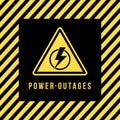 Power outage vector blackout failure electric warning logo symbol background. Power outage attention caution banner. Royalty Free Stock Photo