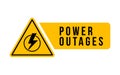 Power outage vector blackout failure electric warning logo symbol background. Power outage attention caution banner. Royalty Free Stock Photo