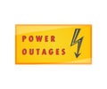 Power outage. Warning plate . Element vector on an isolated background.