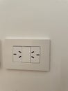 power outlet and plug socket with three flat holes Royalty Free Stock Photo