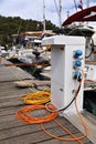 Power pedestal in a marina in Croatia