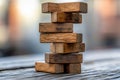 The Power of Persistence Teamwork and Problem-Solving in Action, A Stack of Wooden Blocks Symbolic of Achieving Success Through Royalty Free Stock Photo