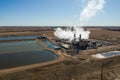 Power Plant and Coolant Ponds with Steam in Eastern Colorado