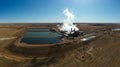 Power Plant and Coolant Ponds with Steam in Eastern Colorado