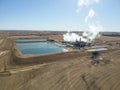 Power Plant and Coolant Ponds with Steam in Eastern Colorado