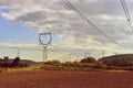 Power plant - electrical energy substation.- High voltage pylons. Concept for technology and industry. Rising energy prices - Royalty Free Stock Photo