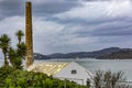 Power plant of the federal prison of Alcatraz Island in the middle of the bay of the city of San Francisco, California, USA.