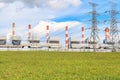 Power Plant and high voltage powerline Royalty Free Stock Photo
