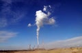 The power plant is located next to the opencast brown coal mine. Royalty Free Stock Photo