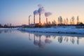 Power plant in nightfall Royalty Free Stock Photo