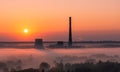 Power plant on sunrise