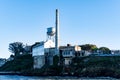 Power plant, Water Tower and the Storehouse warehouse at Alcatraz Island Prison, San Francisco California USA, March 30, 2020