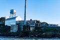 Power plant, Water Tower and the Storehouse warehouse at Alcatraz Island Prison, San Francisco California USA, March 30, 2020