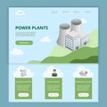 Power plants flat landing page website template. Industrialization, human impact, greenhouse gases. Web banner with Royalty Free Stock Photo