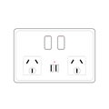 Power plug double Socket Outlet type I with switch and usb port Royalty Free Stock Photo