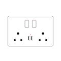 Power plug double Socket Outlet type K with switch and usb port Royalty Free Stock Photo