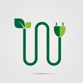 Power plug green two colors ecology emblem or logo. Vector illustration