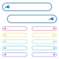 Power plug icons in rounded color menu buttons