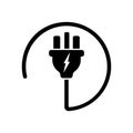 Power plug or uk electric plug, electricity symbol icon in black. Forbidden symbol simple on isolated white background. EPS 10 Royalty Free Stock Photo