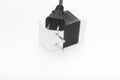 Power plug on voltage adapter Royalty Free Stock Photo