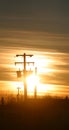 Power pole in silhouette