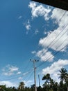 power pole sky blue sky cloud cable