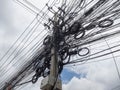 Power poles and electrical wires Royalty Free Stock Photo