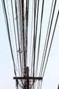 Power poles and many telephone lines. Royalty Free Stock Photo