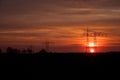 Power Poles in Sunset Royalty Free Stock Photo