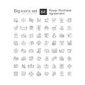 Power purchase agreement linear icons set