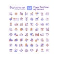 Power purchase agreement RGB color icons set