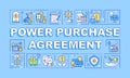 Power purchase agreement word concepts blue banner