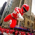 Power Ranger balloon floats in the air during the annual Macy`s Thanksgiving Day parade along Avenue of Americas