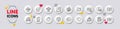 Power safety, Chat message and Calendar line icons. For web app, printing. White buttons 3d icons. Vector