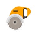 Power saw industrial steel engineering professional manual technology. Circular rotary electric tool blade vector icon