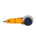 Power saw tool construction vector icon. Circular electric blade equipment machine cutter. Industry disk angle grinder Royalty Free Stock Photo