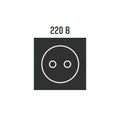 Power socket icon. Electric wall outlet, 220 volt symbol in vector simple flat style.