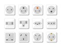 Power socket icon set. World standards for different country plugs