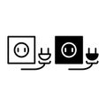 Power socket line and glyph icon. Electricity vector illustration isolated on white. Rosette, plug outline style design Royalty Free Stock Photo