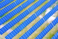 Power solar panel on blue sky background,alternative clean green energy concept. Aerial view of Solar panels Photovoltaic systems Royalty Free Stock Photo