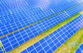 Power solar panel on blue sky background,alternative clean green energy concept. Aerial view of Solar panels Photovoltaic systems Royalty Free Stock Photo