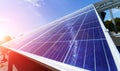 power solar panel on blue sky background,alternative clean green energy concept Royalty Free Stock Photo