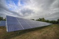 Power solar panel on blue sky background,alternative clean green energy. HDR photo Royalty Free Stock Photo