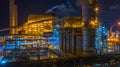 Power station, Combined heat power plant at night, Large combined cycle power plant