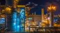 Power station, Combined heat power plant at night, Large combined cycle power plant Royalty Free Stock Photo