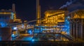 Power station, Combined heat power plant at night, Large combined cycle power plant