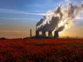 Power Station Cooling Towers at Sunset Royalty Free Stock Photo