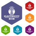 Power station icons vector hexahedron Royalty Free Stock Photo