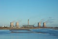 Power station and riverbank Royalty Free Stock Photo